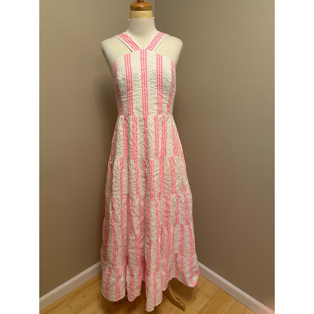 NWT Lilly Pulitzer Jenette Halter Maxi  Havana Pink Sails & Stripes Seer Sz 6 - Picture 2 of 7